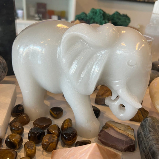 ALABASTER CARVED ELEPHANT