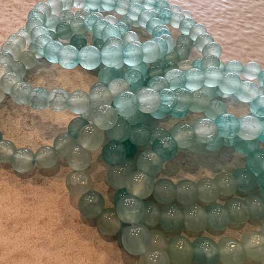 AQUAMARINE QUARTZ BEAD BRACELET