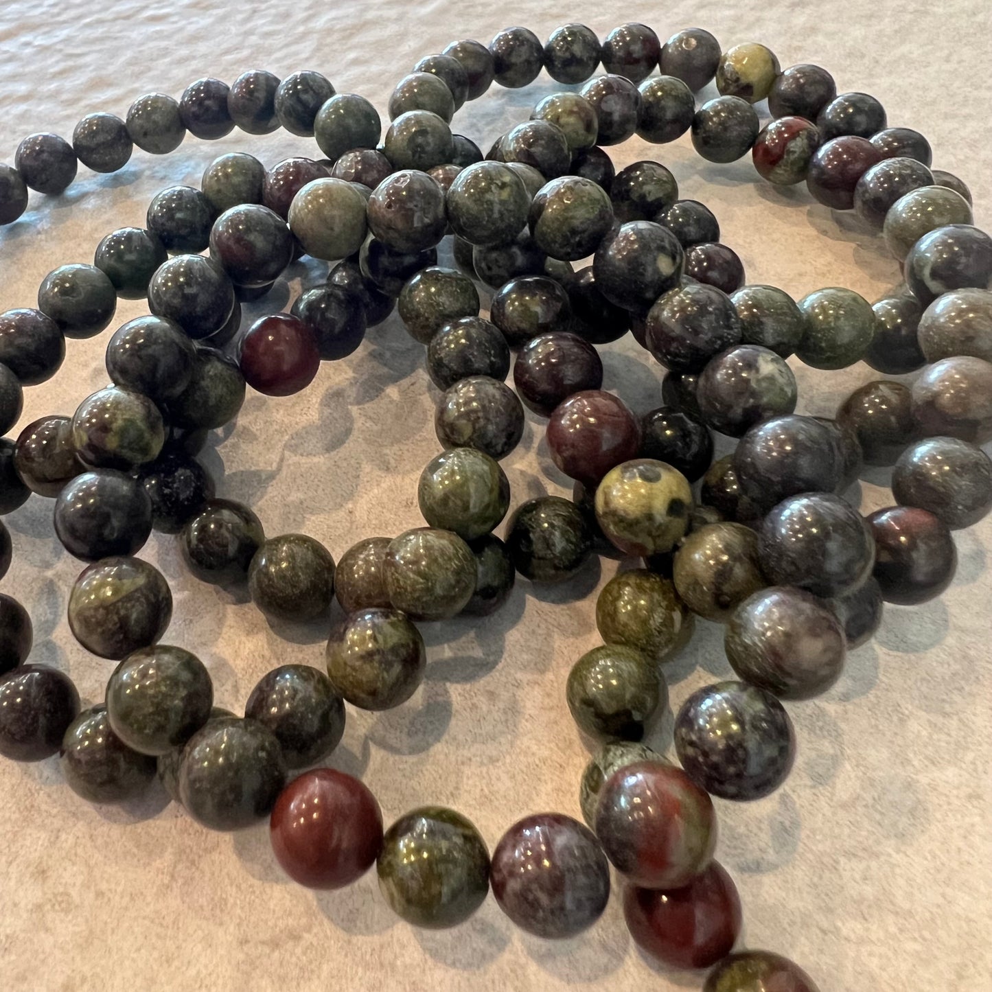 BLOODSTONE BEAD BRACELET