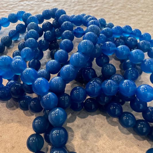 BLUE AGATE BEAD BRACELET