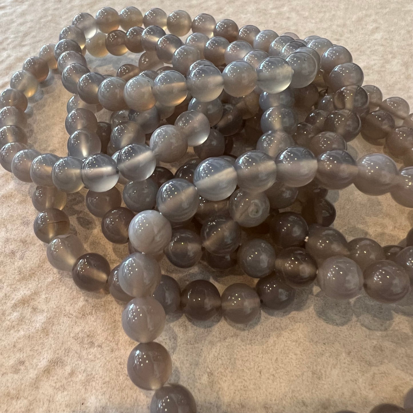 GREY AGATE BEAD BRACELET