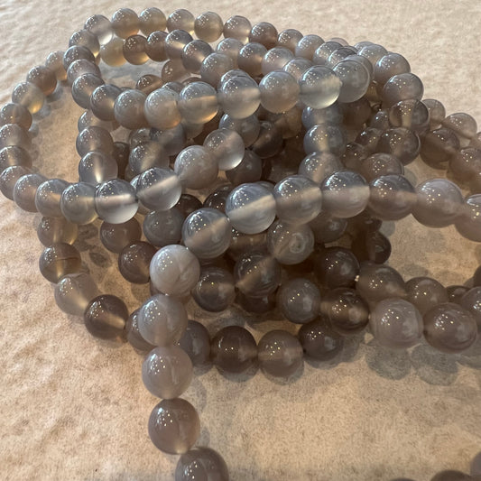 GREY AGATE BEAD BRACELET