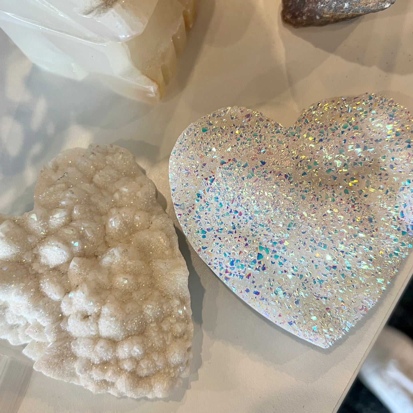 WHITE QUARTZ AURA HEART CLUSTER