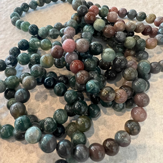 MOSS AGATE BEAD BRACELET