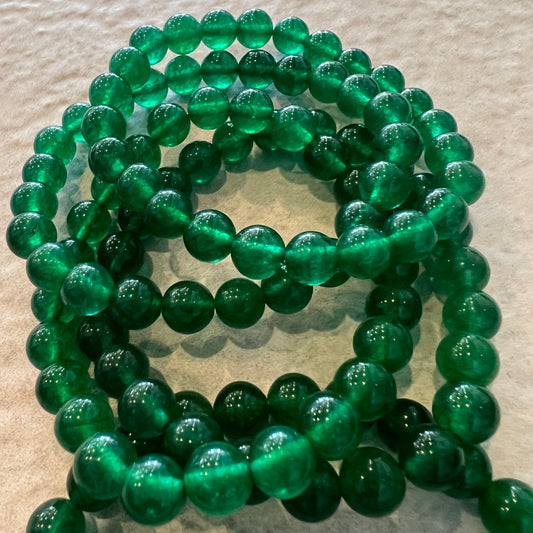 GREEN AGATE BEAD BRACELET