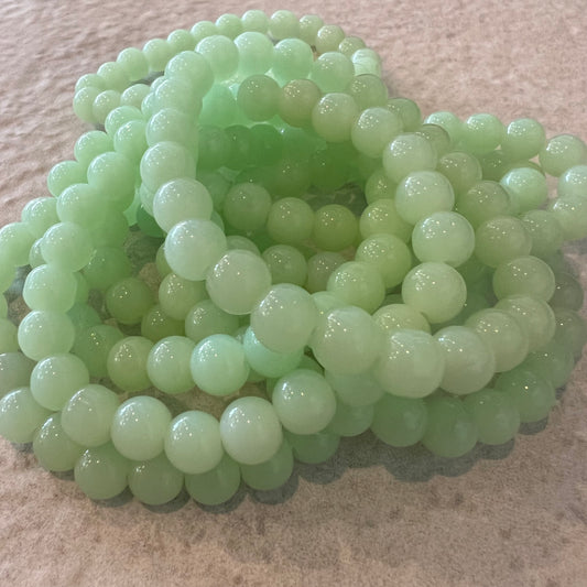 GREEN CHALCEDONY BEAD BRACELET