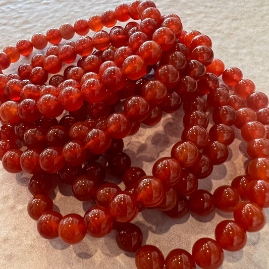 RED AGATE BEAD BRACELET