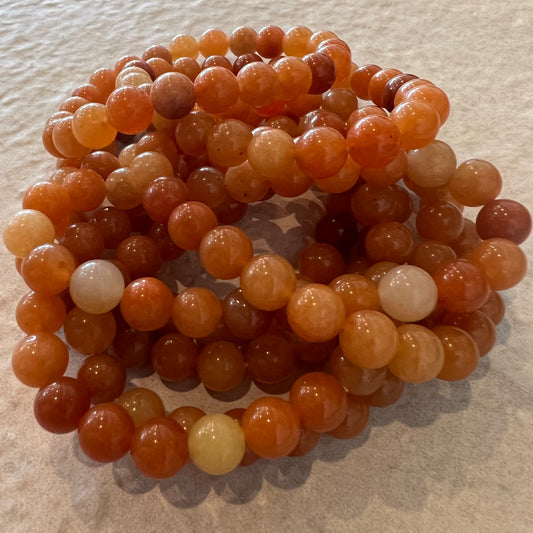 RED AVENTURINE BEAD BRACELET