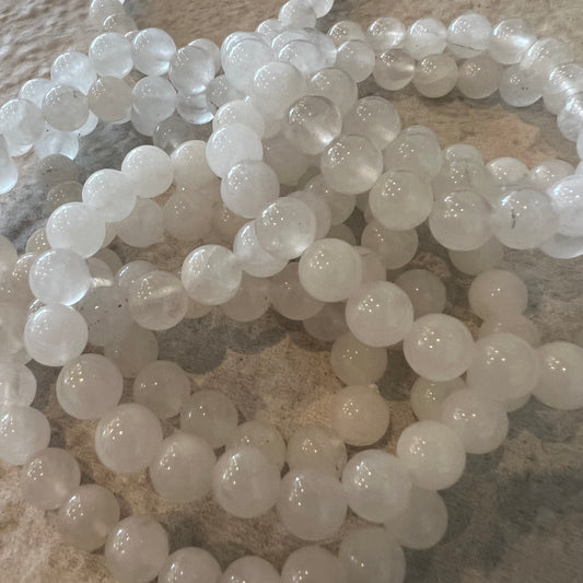 WHITE QUARTZ BEAD BRACELET