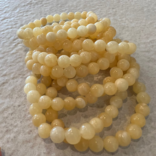 YELLOW JADE BEAD BRACELET